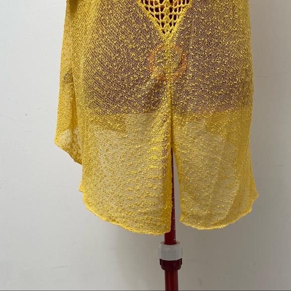 MOFFI women yellow crotchet open front kimono style cardigan. Size S. Pre-owned - Picture 11 of 11